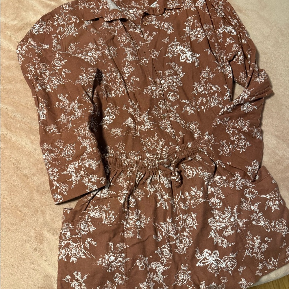 Free People Brown Floral Set
